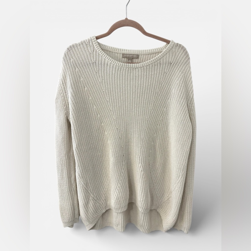 Banana Republic Cream Knit Cotton Crewneck Sweater Medium soft and warm